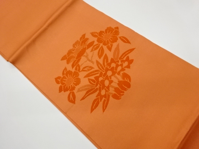JAPANESE KIMONO / VINTAGE FUKURO OBI / CUT VELVET / FLOWERS